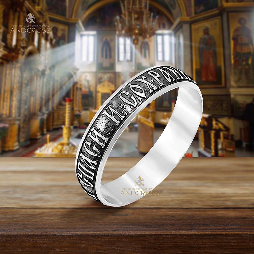 Orthodox Church Ring Russian Prayer Save and Protect Handmade Religious ...