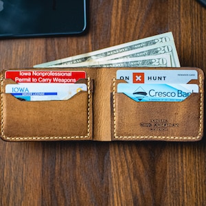 Whitetail Deerskin Hand Stitched Mens Full Grain Minimalist Bifold Leather Wallet
