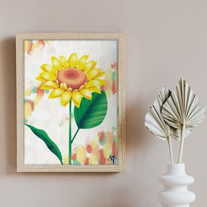 GIRASOL - Ilustración A4 - Decoración, Cartel, Arte