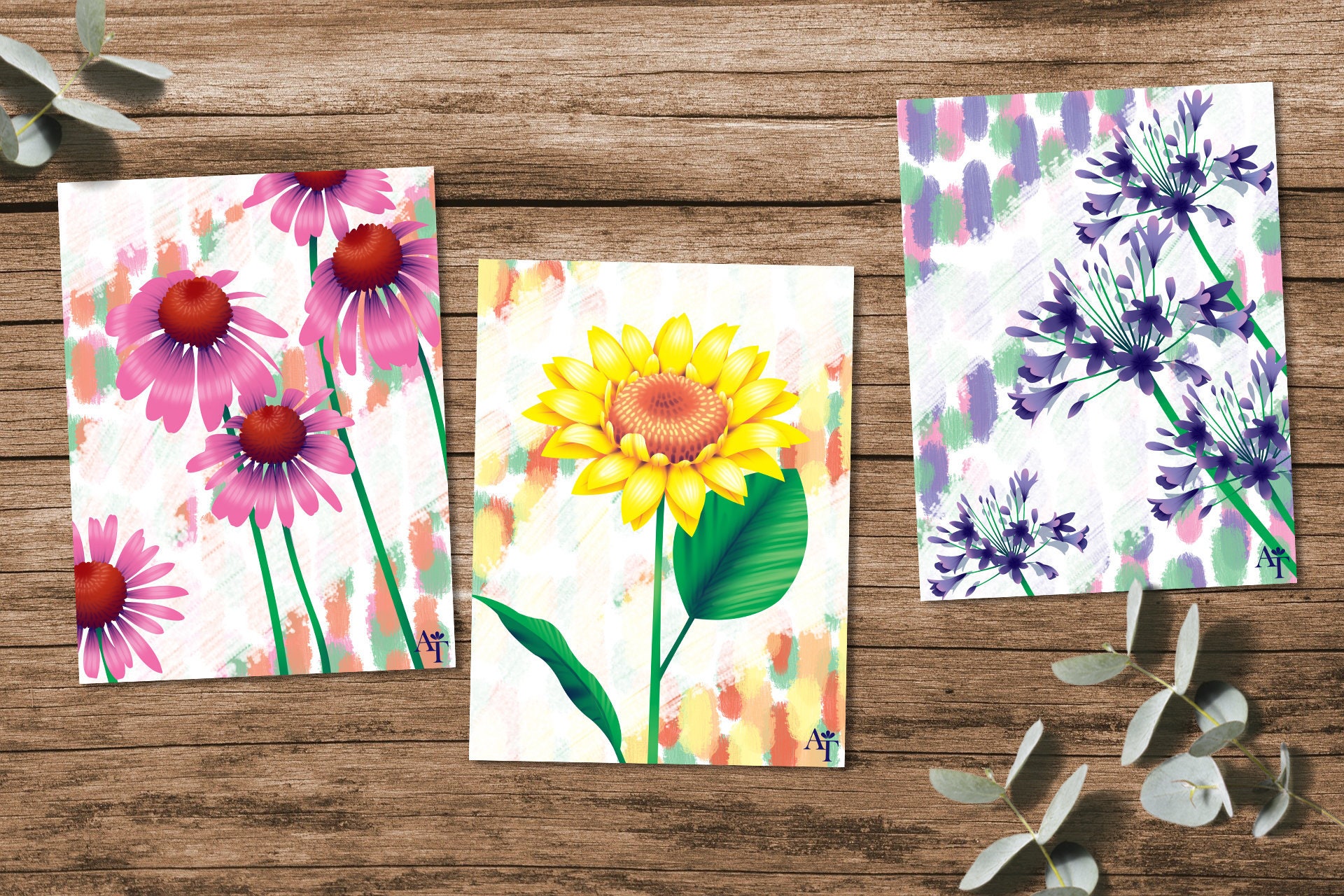 Fleurs Estivales - Illustrations A6 Décoration, Carte Postale, Art