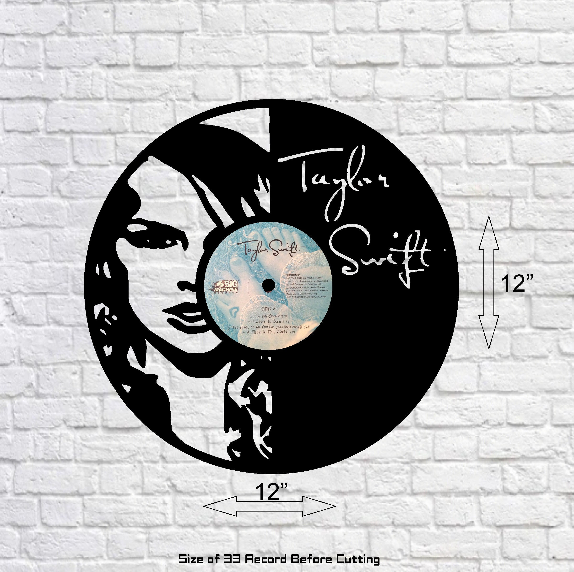 Taylor Swift Laser Cut Vinyl Record Art Record Cutout Wall Art Room Décor  Music Gifts for Any Occasion free Shipping 