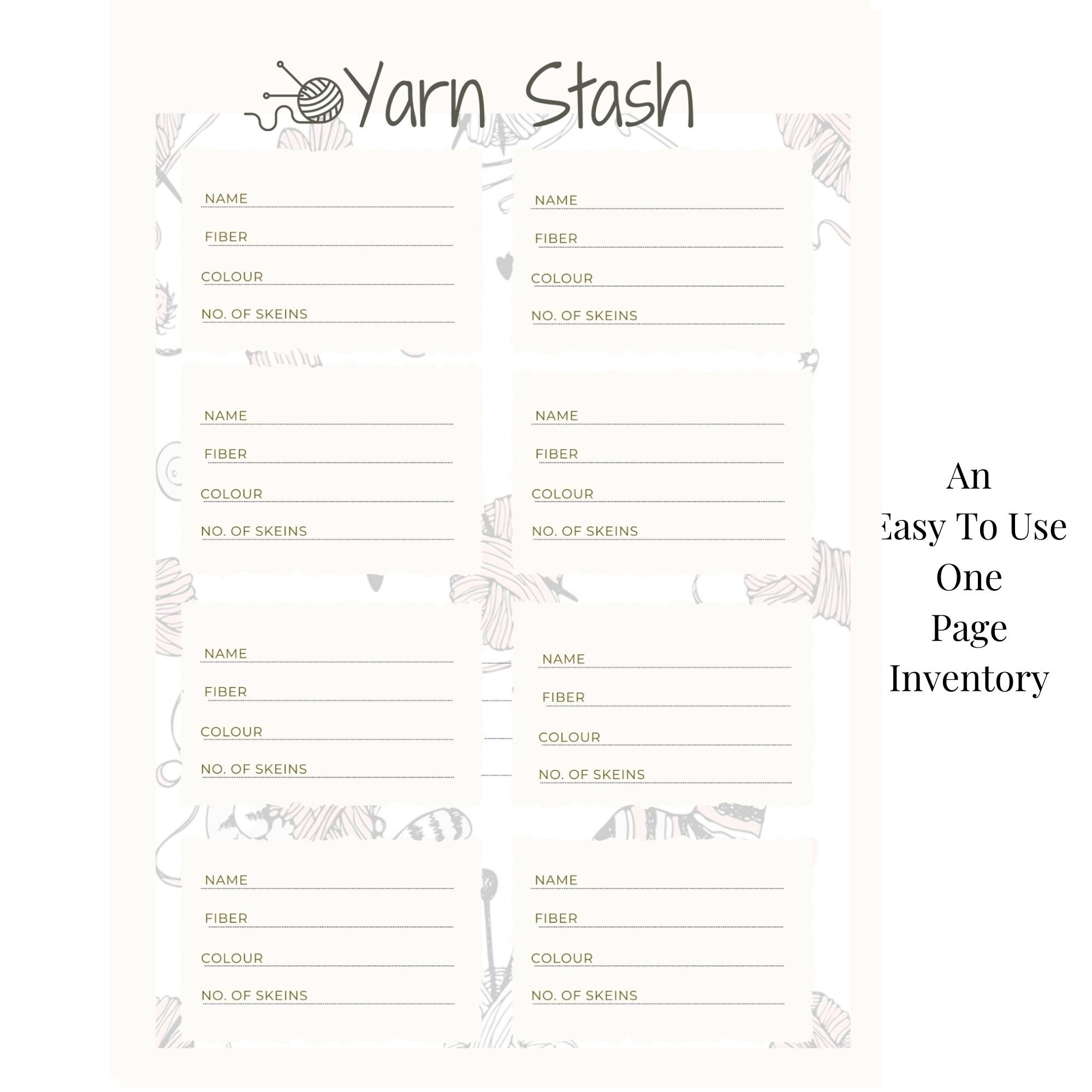 Printable Yarn Stash Inventory Yarn Swatch Card Knitting Etsy