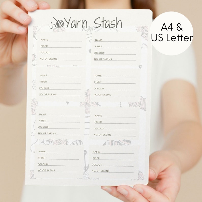 PRINTABLE Yarn Stash Inventory Yarn Swatch Card Knitting Etsy Canada