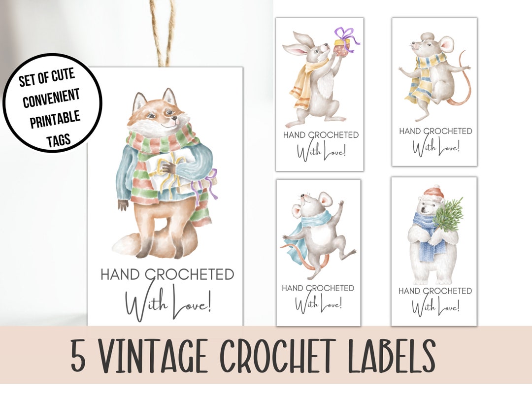 PRINTABLE Hand Crocheted With Love Christmas Gift Tags Set of Christmas ...