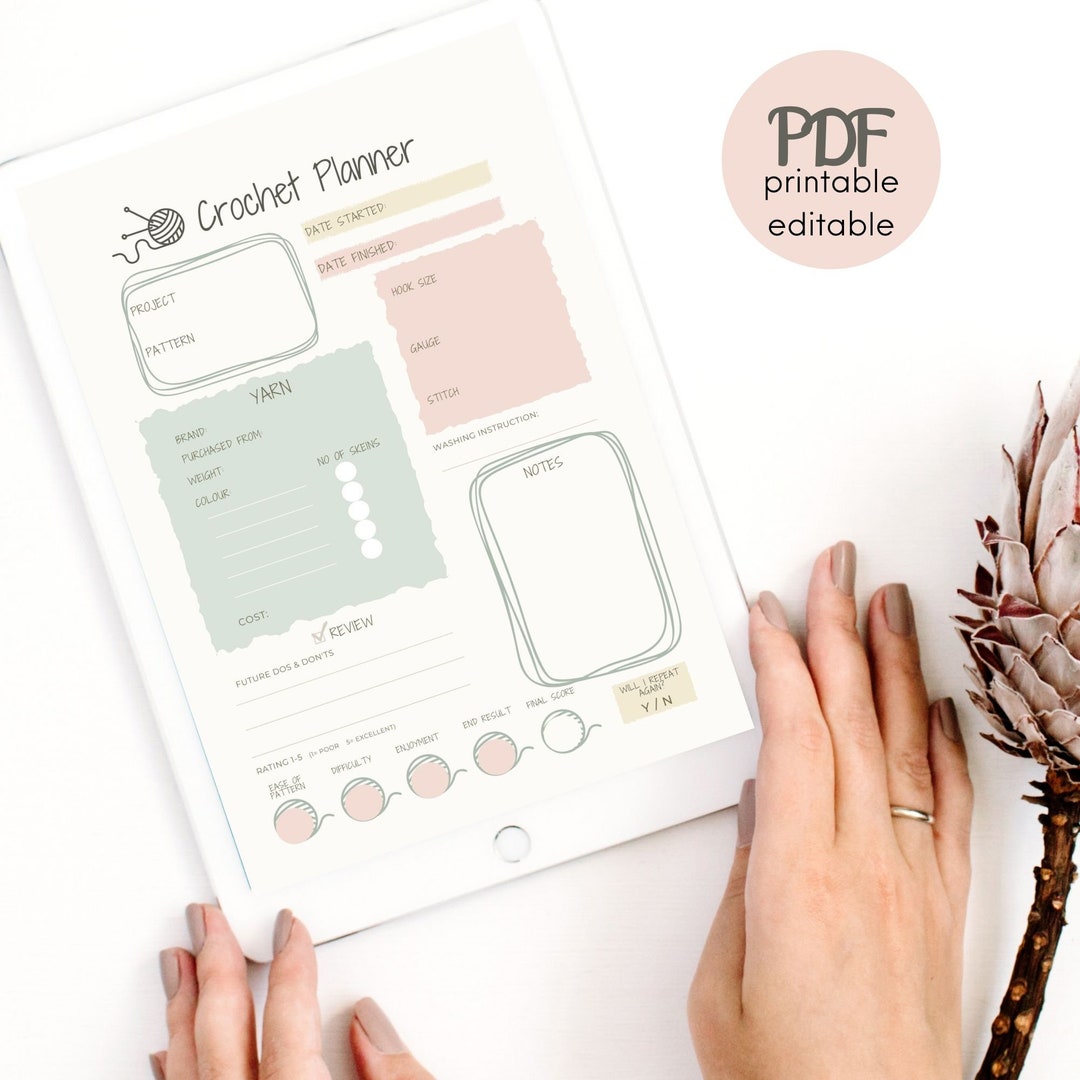 Boho Fillable Crochet Planner Page Digital Crochet Planner
