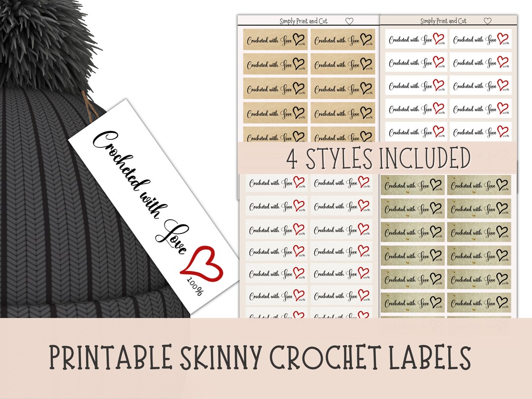 PRINTABLE Crochet Tags 100% Hand Crocheted Tags Set of Four Crochet ...