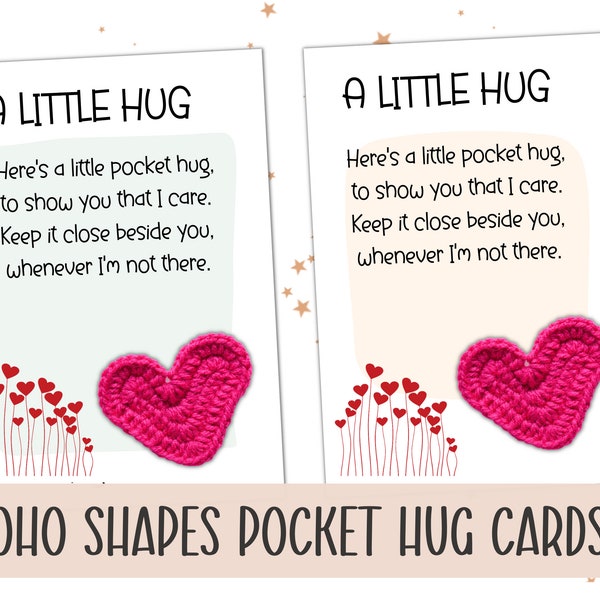 Pocket Hug Card Template Etsy