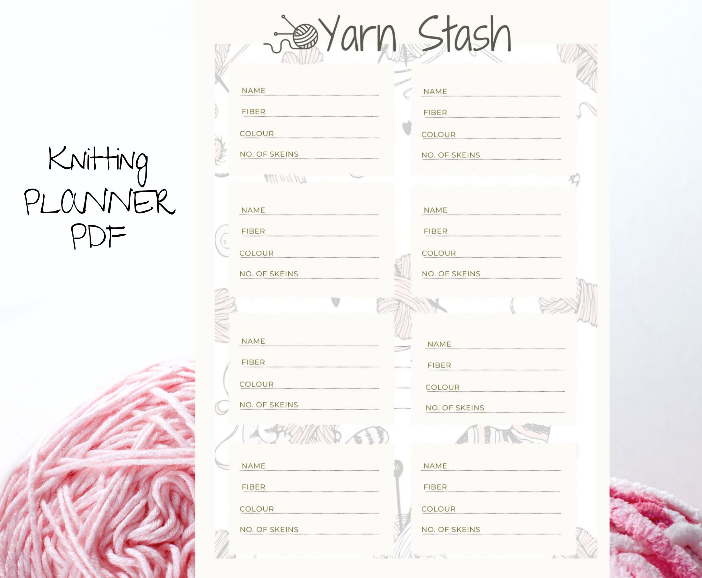 Printable Yarn Stash Inventory Yarn Swatch Card Knitting Etsy