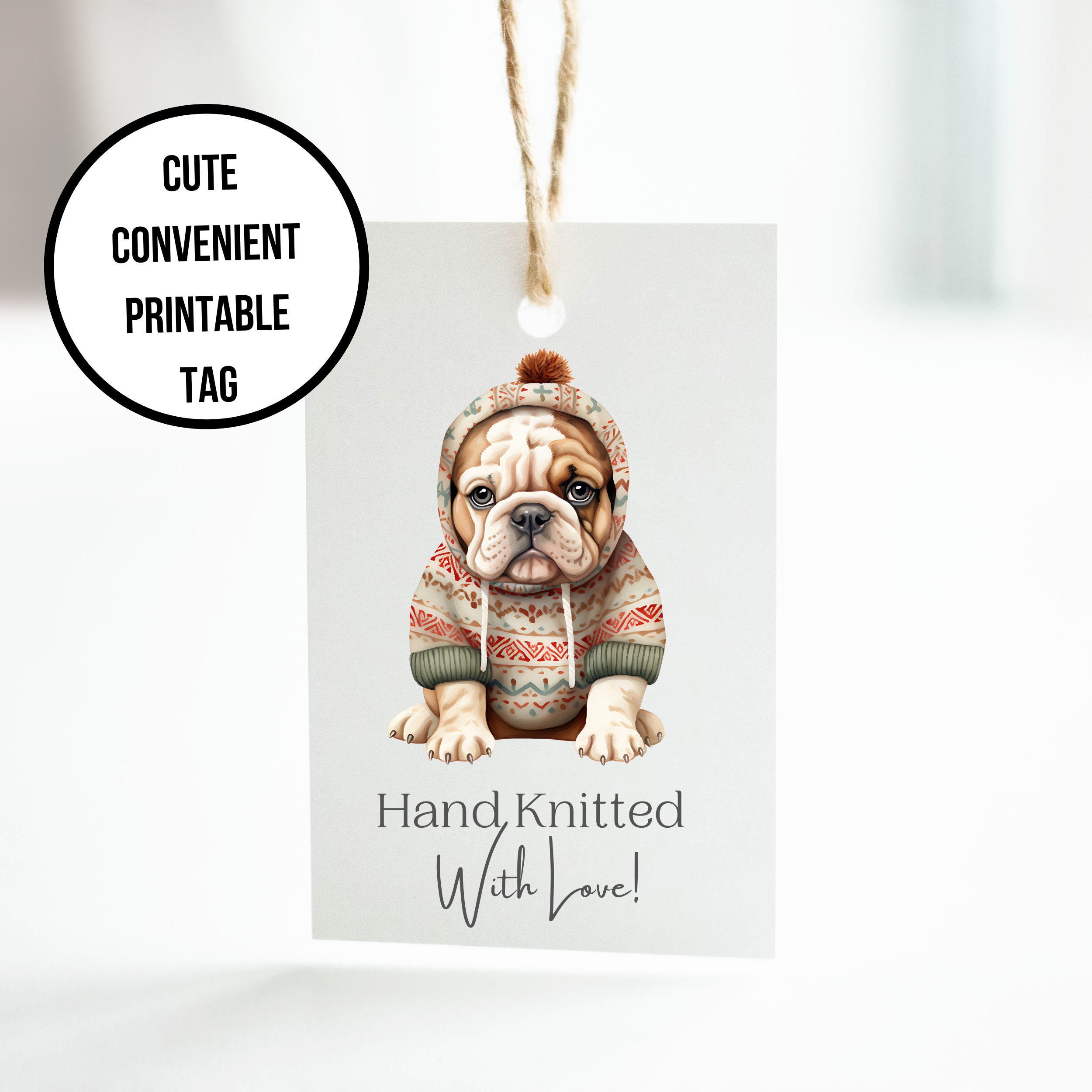 Printable Knitting Gift Tag Hand Knitted With Love Knitting - Etsy