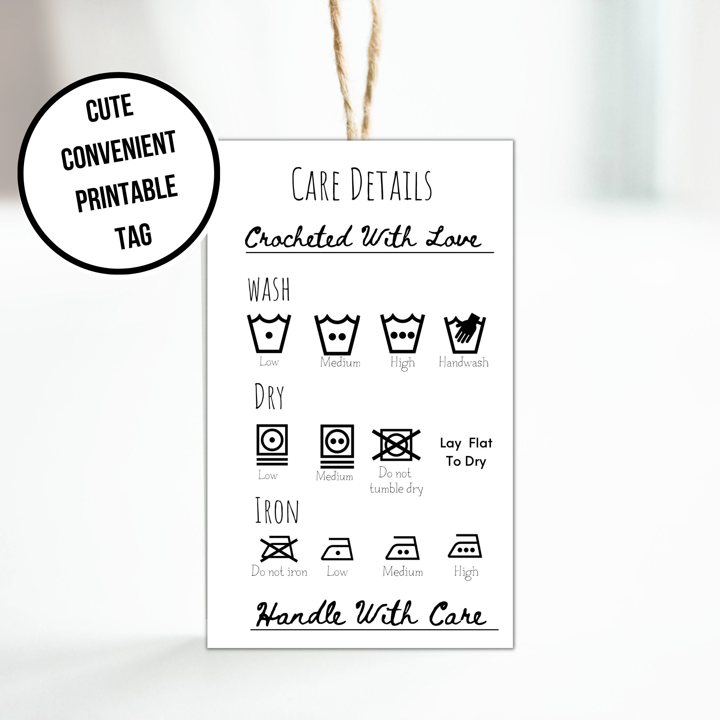 Care Labels for Handmade Items, Business Card Size Tags for Packaging  Handmade Items, Printable Care Tags, Market Prep Tools 