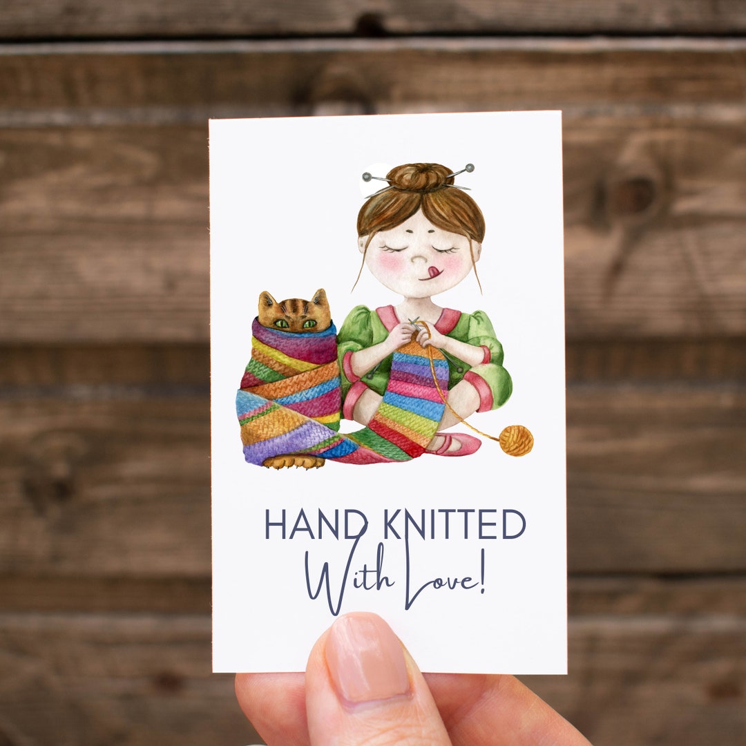 Printable Knitting Gift Tag Hand Knitted With Love Knitting Label Cute ...
