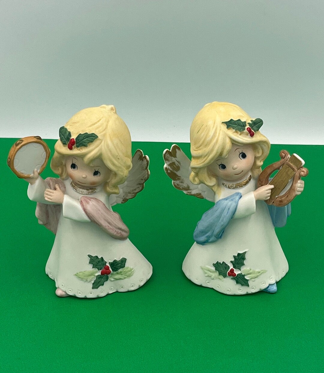 Vintage Homco Christmas Angel Figurines Playing Musical Instruments
