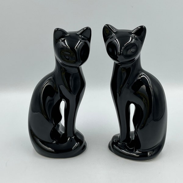 Vintage Mid Century Black Cat Figurines, Set of 2, Made in Taiwan