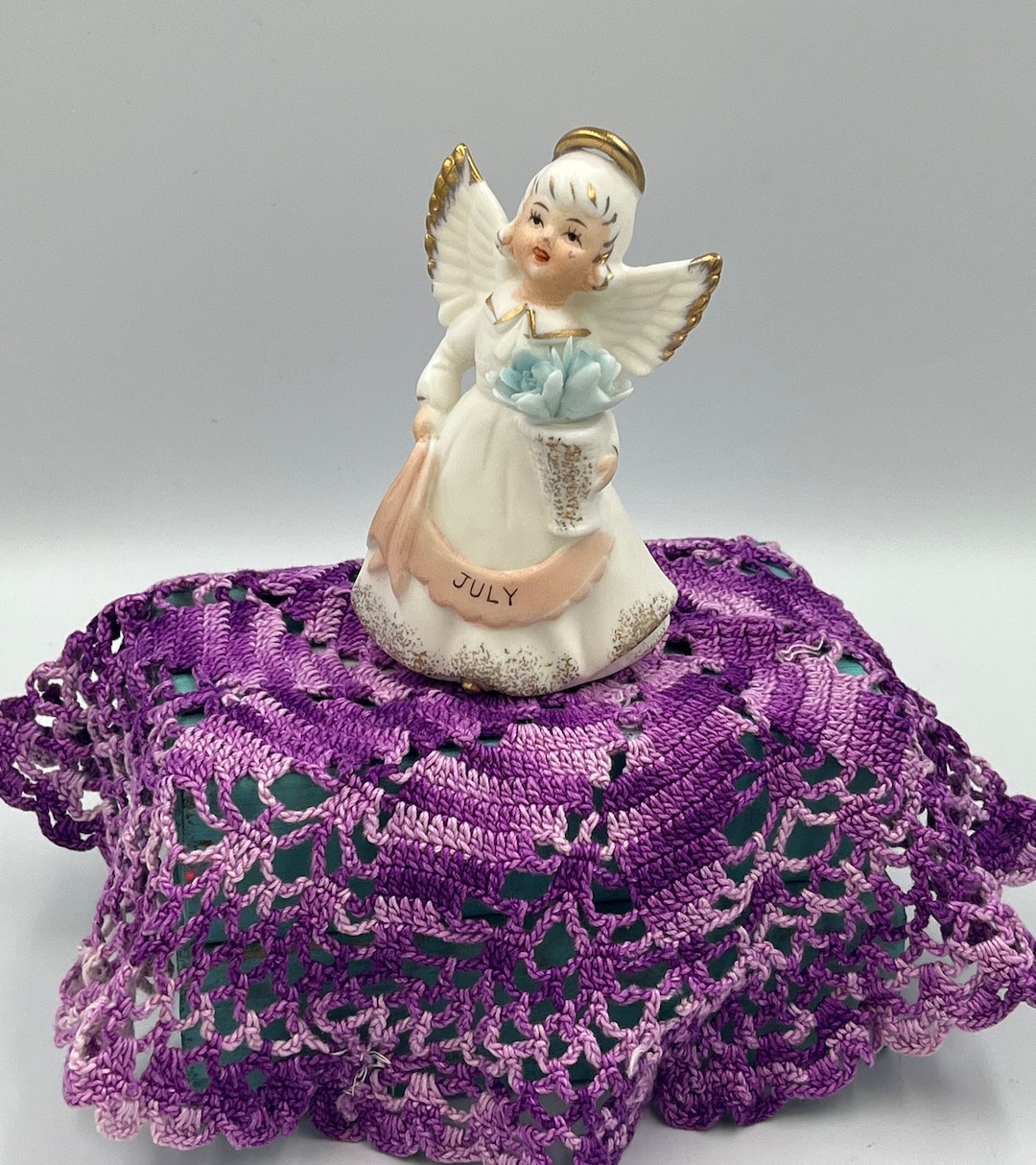 Vintage Lefton July Angel Girl Figurine Porcelain Etsy