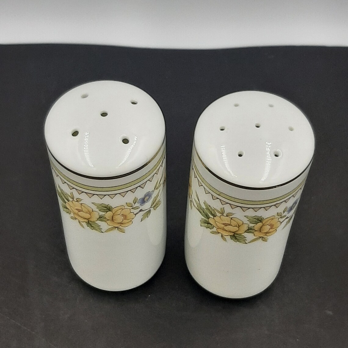 Vintage Fine China Salt and Pepper Shakers White With Yellow Etsy