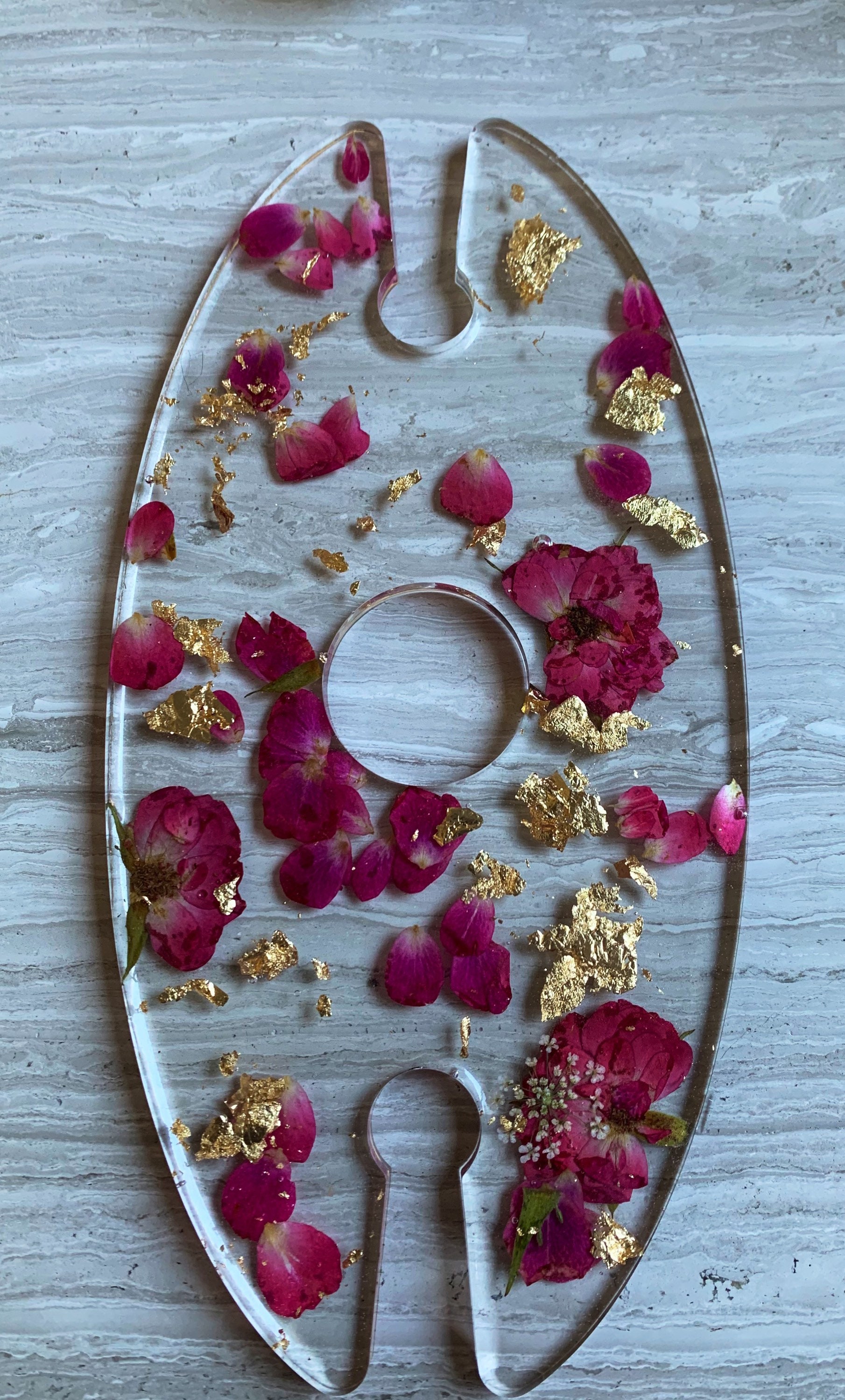 Rose Petal Resin Wine Glass Holder Etsy