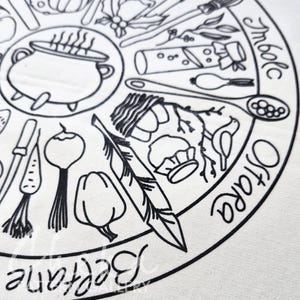Phenology wheel, an embroidery canvas. Yule, Samhain, Imbolc, Ostra, Wicca. An Embroidery Canvas to Follow the Seasons