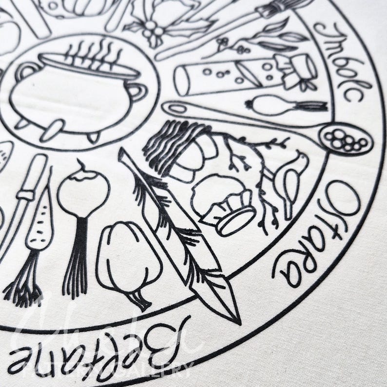 Phenology wheel, an embroidery canvas. Yule, Samhain, Imbolc, Ostra, Wicca. An Embroidery Canvas to Follow the Seasons