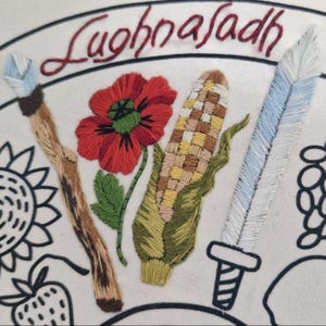 Phenology wheel, an embroidery canvas. Yule, Samhain, Imbolc, Ostra, Wicca. An Embroidery Canvas to Follow the Seasons