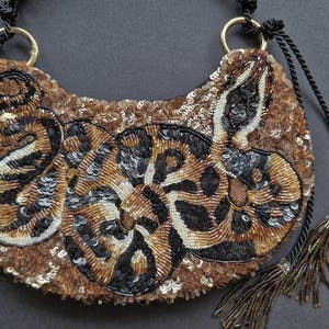 Python handbag. A couture women’s bag, 100% handmade. A handbag made of beads and sequins, custom beaded bag