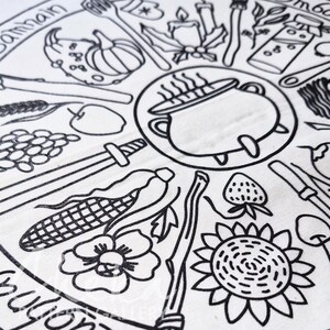 Phenology wheel, an embroidery canvas. Yule, Samhain, Imbolc, Ostra, Wicca. An Embroidery Canvas to Follow the Seasons
