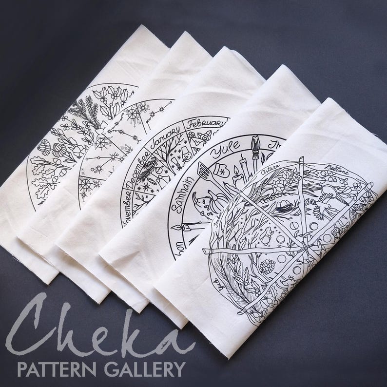 Phenology Wheel, An Embroidery Canvas to Follow the Zodiac Seasons. Birth Month Zodiac Signs