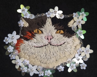 Custom Pet Portrait Embroidery, Pet Memorial, Custom Pet Embroidery, Embroidered Pet Portrait, Pet Portrait Embroidery, Small Cat Portrait