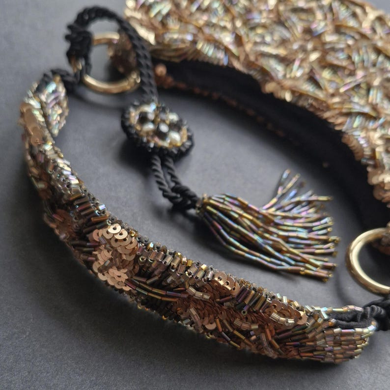 Python handbag. A couture women’s bag, 100% handmade. A handbag made of beads and sequins, custom beaded bag