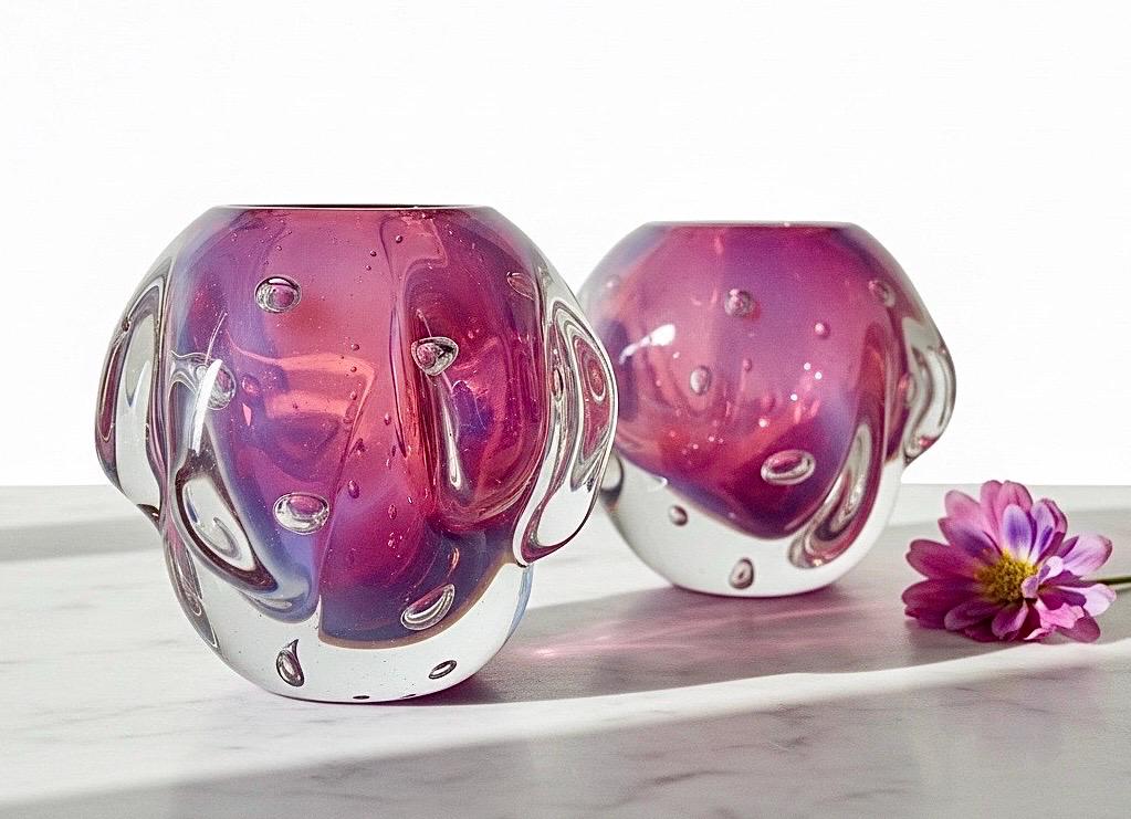 Vintage Murano Glass Pink Vase - Etsy