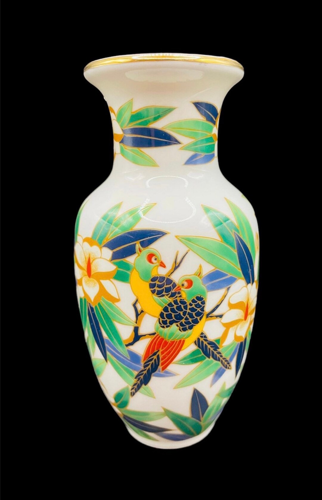 Beautiful Japanese Small Vase With Bright Florals and Colorful Etsy