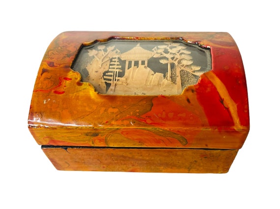Vintage Chinese Handmade Small Trinket Box, Lacqu… - image 3