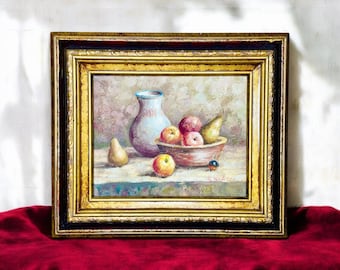 Painter R. Wilcox Antique Original Oil Painting on Board -- Still Life With Fruit - Etsy