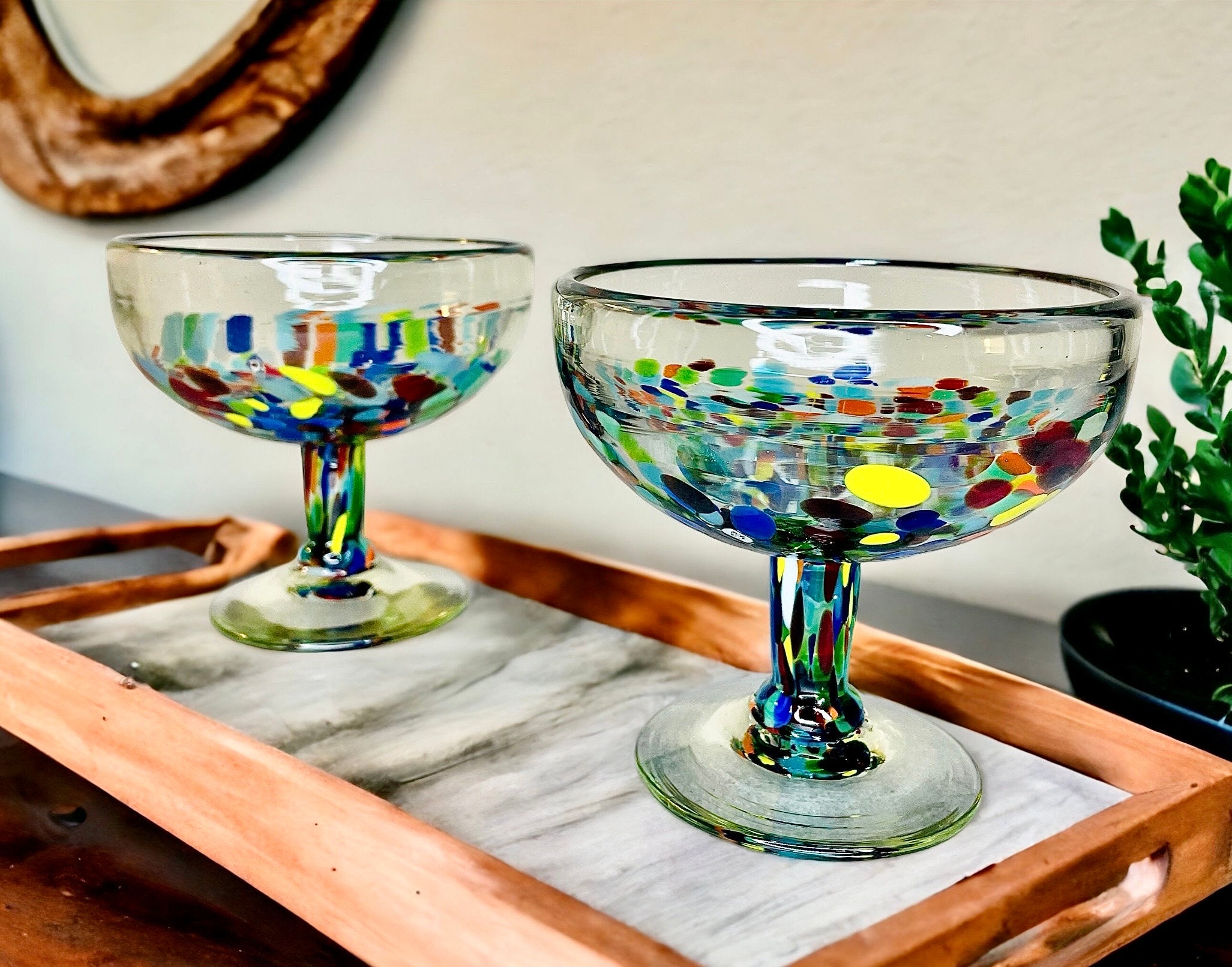 Beautiful Vintage Handblown Thick Smokey Glass Pair of