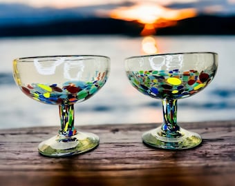 Beautiful Vintage Handblown Thick Smokey Glass Pair of