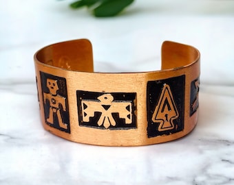 Vintage Native American Copper Thunderbird Cuff Bracelet