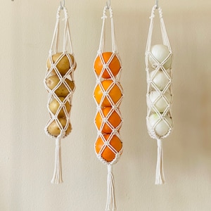 The Original Macrame Fruit & Vegetable Hanging Basket Woven Basket Hanging Fruit Basket Fruits Basket Storage Basket image 1