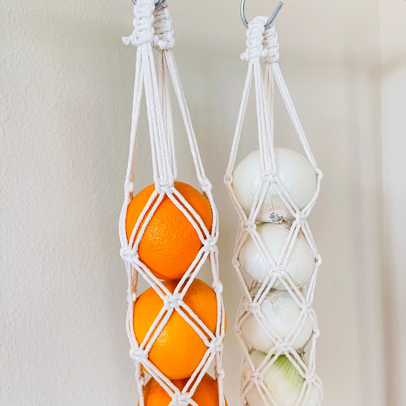 The Original Macrame Fruit & Vegetable Hanging Basket Woven Basket Hanging Fruit Basket Fruits Basket Storage Basket image 2