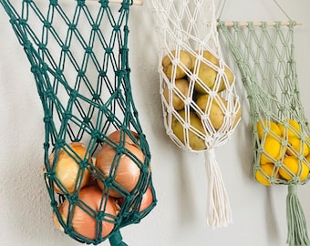 Macrame Hanging Fruit & Vegetable Basket for Kitchen Storage