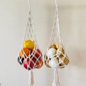 The Original Macrame Fruit & Vegetable Hanging Basket | Kitchen Storage | Thanksgiving and Christmas Gift