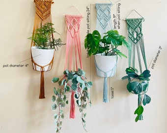 Suspendu Panier Net Macramé Suspension Plante Corde pour Pot de Fleurs