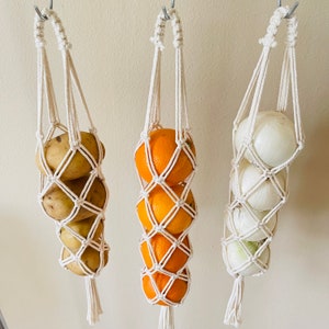 The Original Macrame Fruit & Vegetable Hanging Basket Woven Basket Hanging Fruit Basket Fruits Basket Storage Basket image 6