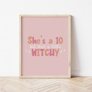 Pastel Halloween Decor, Witchy Print, She's A 10 But, Witchy Wall Art, Pink Halloween Printable, Cute Halloween, Digital Download