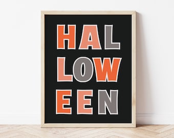 Cute Halloween Decor, Modern Halloween Wall Art, Minimalist Printable, Teen Halloween Party Decor, Digital Download