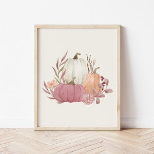 Watercolor Jack-O-Lantern Pumpkin Wall Art, Halloween Decor, Printable Digital Download