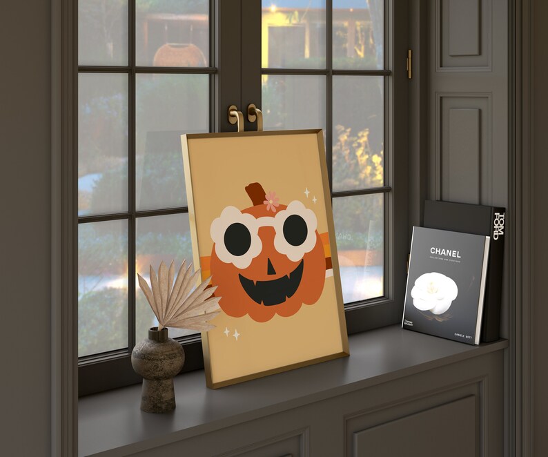 Retro Pumpkin Printable, Jack O Lantern Print, Retro Halloween Decor ...