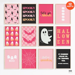 Pastel Halloween Printables, Pink Halloween Decor, Girly Halloween Prints & Wall Decor, Set of 12 Printables, Digital Download
