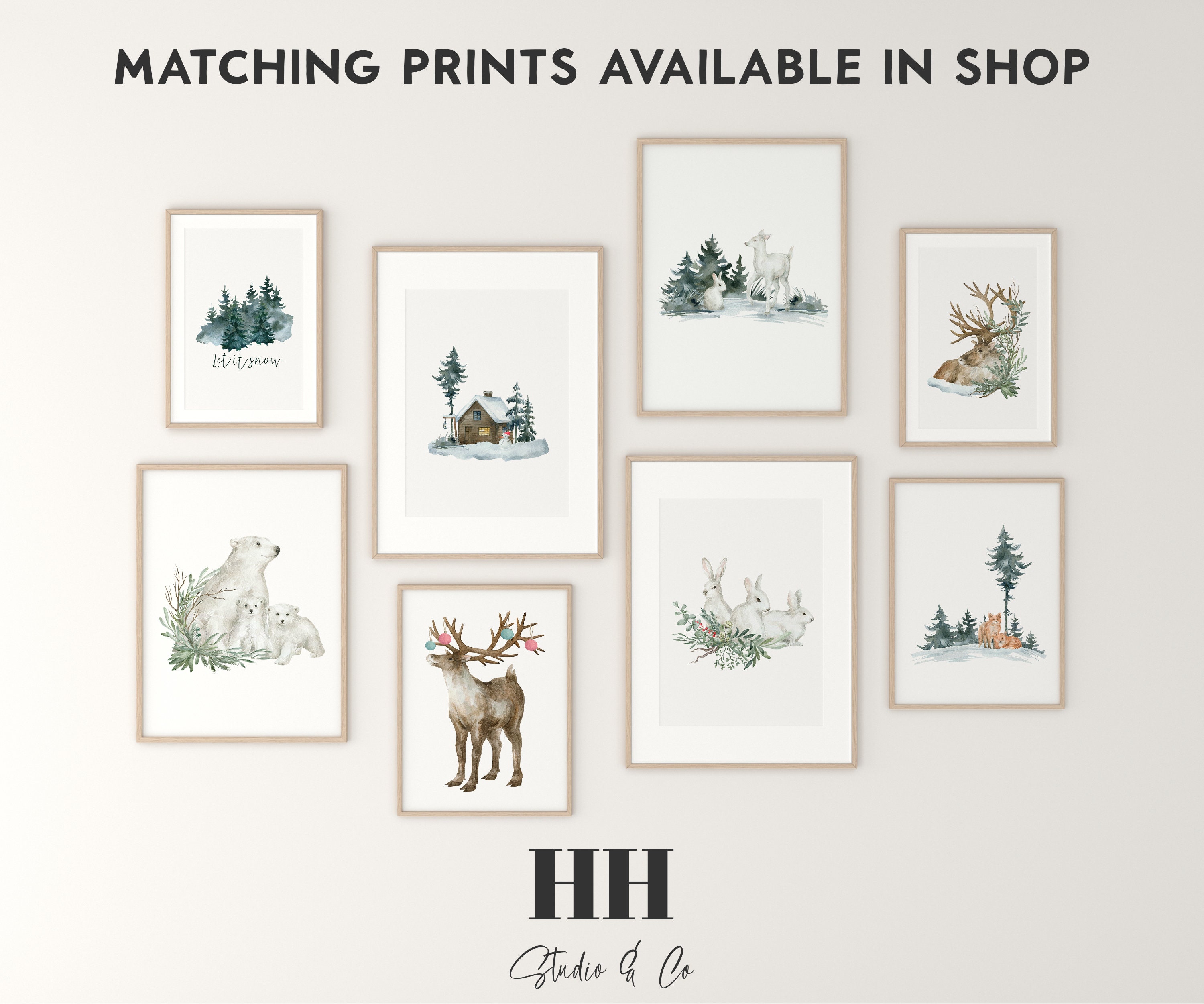 Christmas Winter Wonderland Printable Bundle, Set of 6 Holiday Wall Art ...