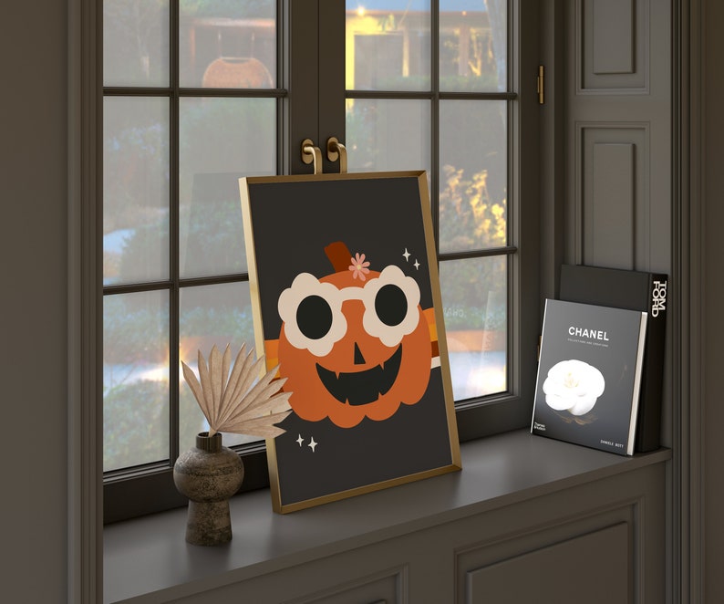 Retro Pumpkin Printable Cute Halloween Decor Jack O Lantern - Etsy