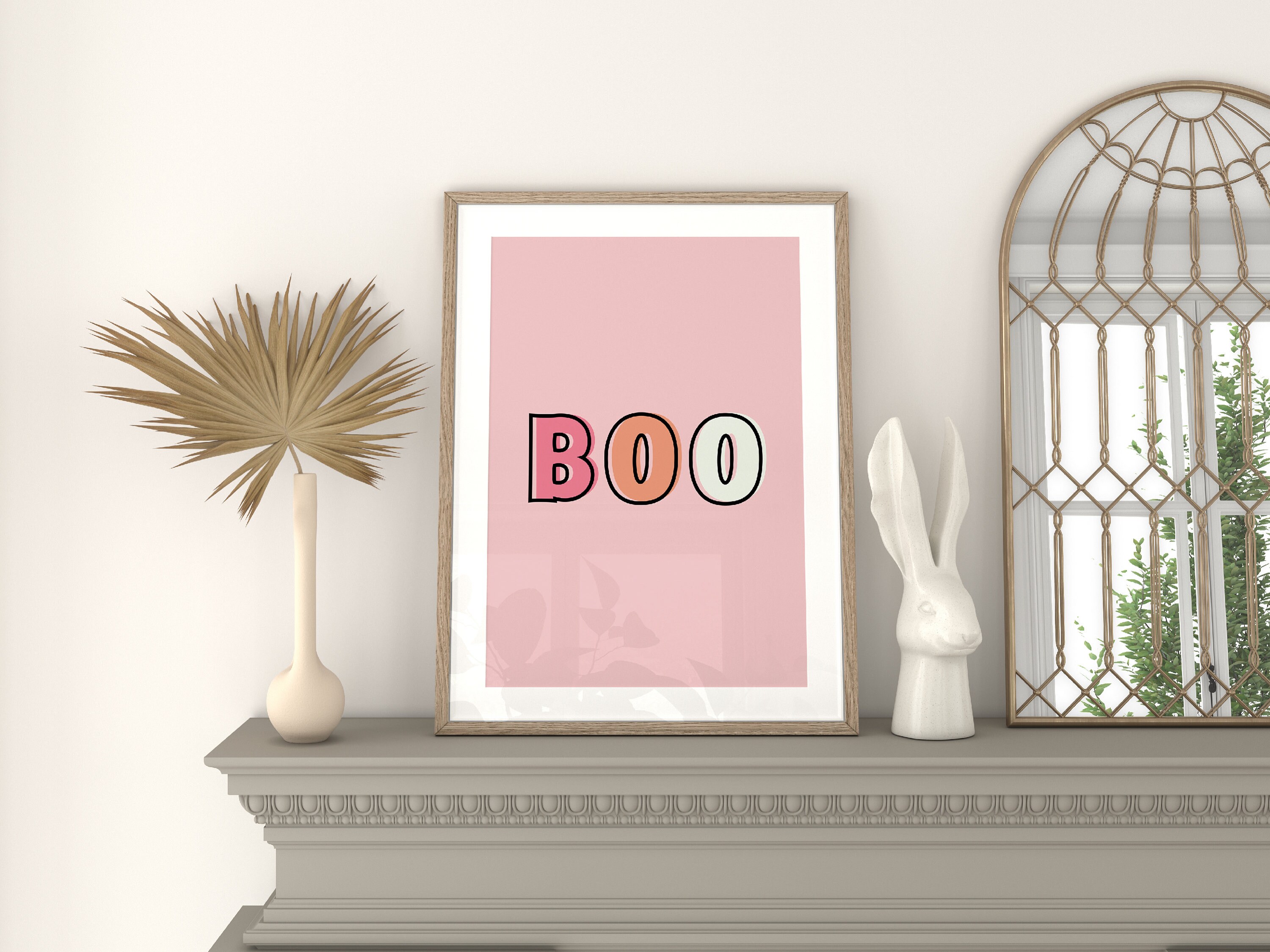 Pink Boo Printable Pastel Cute Boo Printable Art, Jack O Lantern Print, Pink Halloween ...