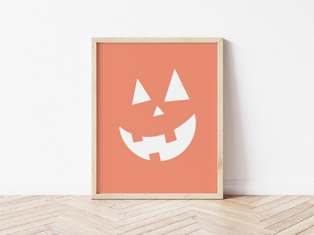 Pumpkin Face Printable, Cute Halloween Wall Art, Kids Halloween Art ...